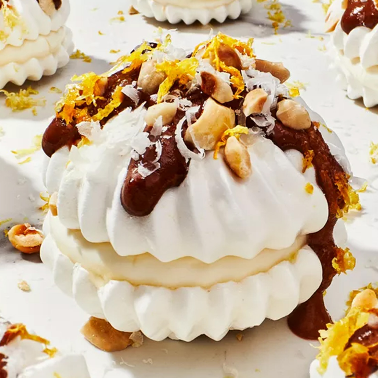 Hazelnut and crème fraîche meringues